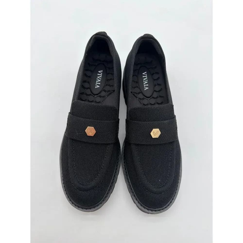Vivaia Francesca Platform Chunky Heel Penny Minimalist Preppy Black Loafer 6 - Picture 4 of 10